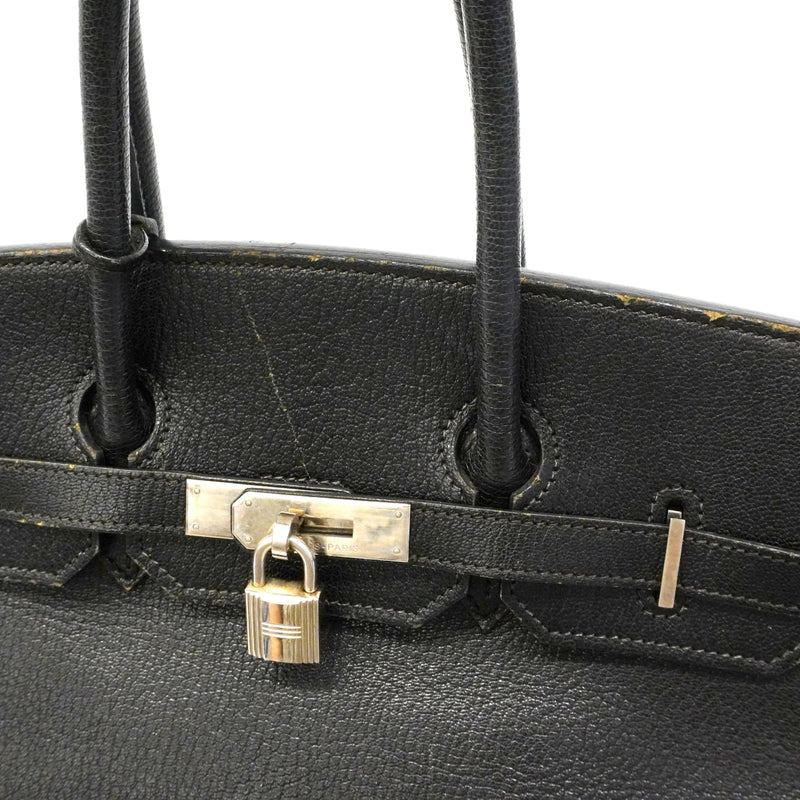 【6ga0781-h】エルメス ハンドバッグ バーキン35 コロマンデル ブラック シルバー金具 □G刻印【中古】レディース