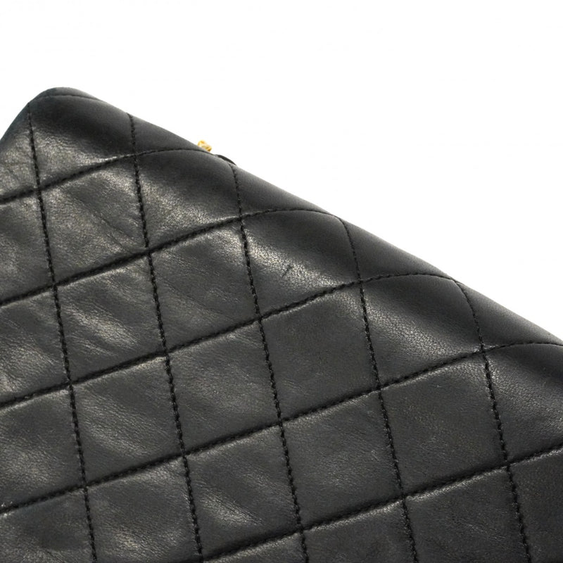【6ga0782】シャネル ショルダーバッグ マトラッセ チェーンショルダー ラムスキン ブラック ゴールド金具【中古】レディース