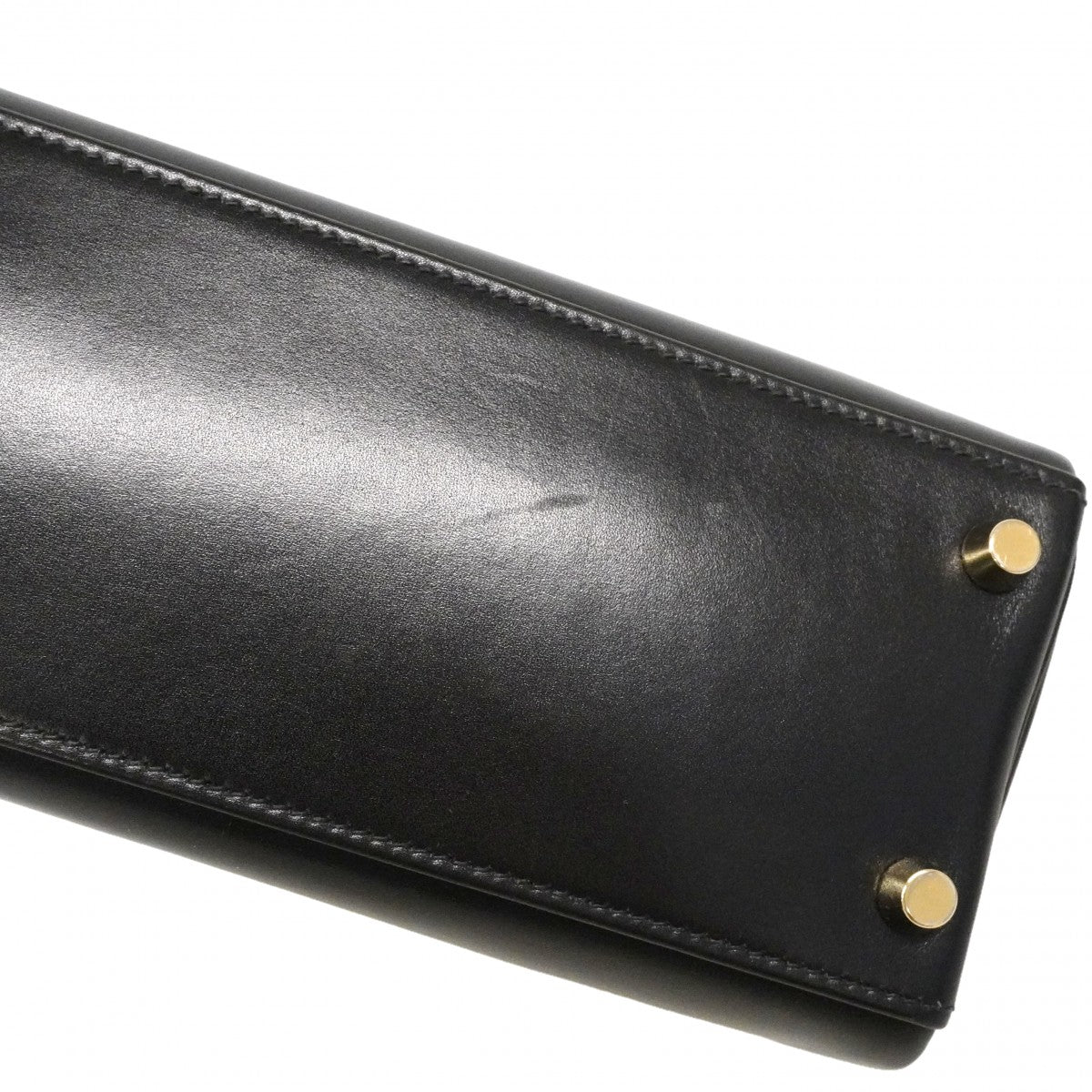 【6ga0784】エルメス ハンドバッグ ケリー25 ボックスカーフ ブラック ゴールド金具 □M刻印 2wayバッグ【中古】レディース