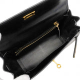 【6ga0784】エルメス ハンドバッグ ケリー25 ボックスカーフ ブラック ゴールド金具 □M刻印 2wayバッグ【中古】レディース