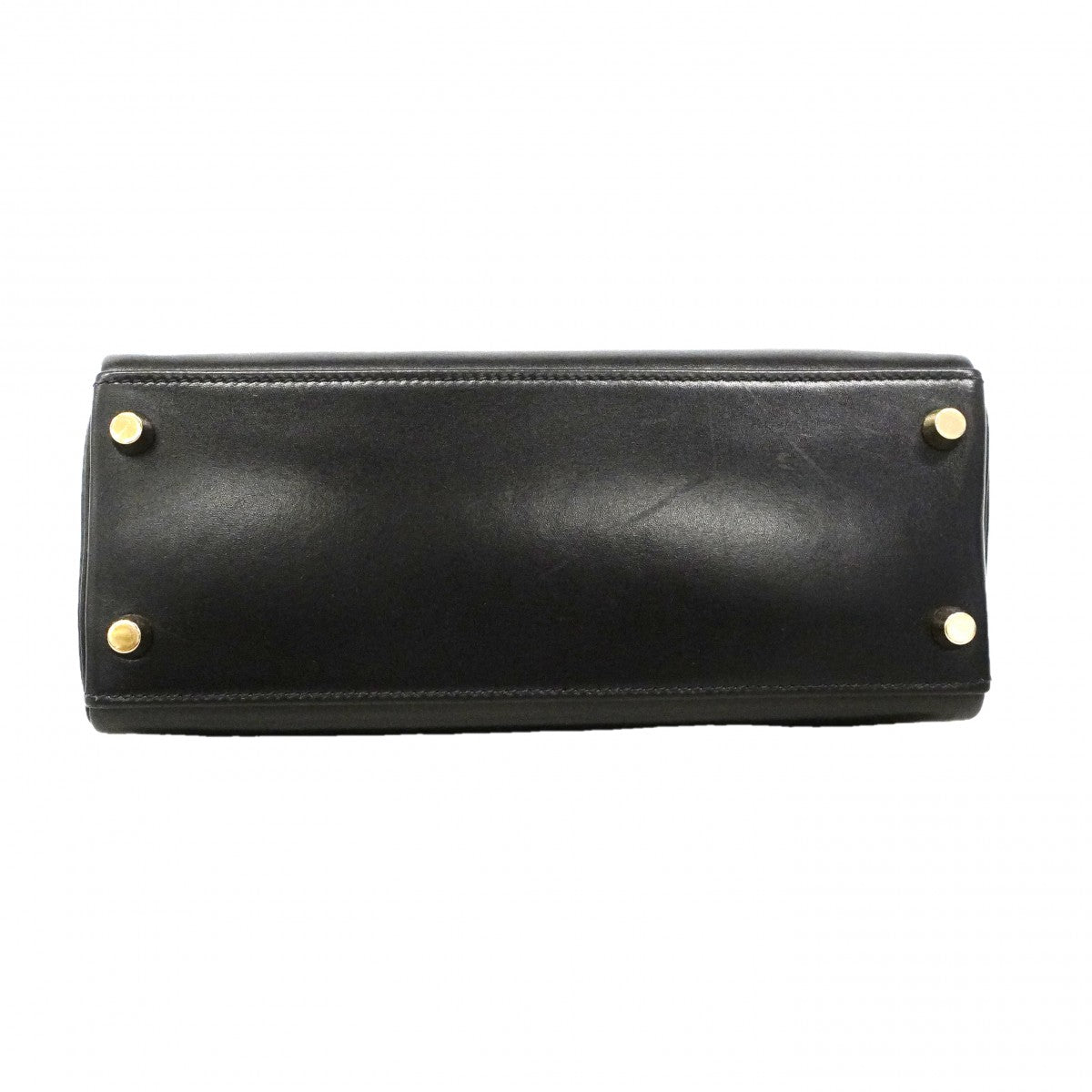 【6ga0784】エルメス ハンドバッグ ケリー25 ボックスカーフ ブラック ゴールド金具 □M刻印 2wayバッグ【中古】レディース