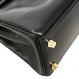 【6ga0784】エルメス ハンドバッグ ケリー25 ボックスカーフ ブラック ゴールド金具 □M刻印 2wayバッグ【中古】レディース