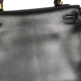 【6ga0784】エルメス ハンドバッグ ケリー25 ボックスカーフ ブラック ゴールド金具 □M刻印 2wayバッグ【中古】レディース