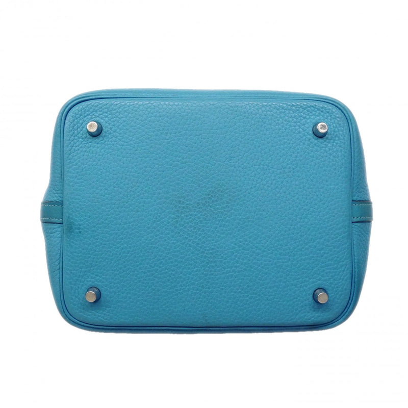 【6ga0798】エルメス ハンドバッグ ピコタンロックMM トリヨンクレマンス スイフト ブルーパラダイス シルバー金具 T刻印【中古】レディース