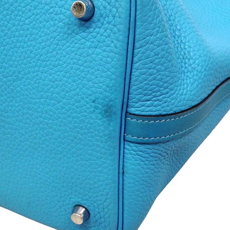 【6ga0798】エルメス ハンドバッグ ピコタンロックMM トリヨンクレマンス スイフト ブルーパラダイス シルバー金具 T刻印【中古】レディース