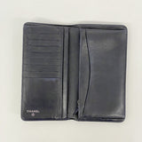 【6gb0844】シャネル 長財布 マトラッセ ラムスキン ネイビー シルバー金具【中古】レディース