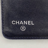 【6gb0844】シャネル 長財布 マトラッセ ラムスキン ネイビー シルバー金具【中古】レディース