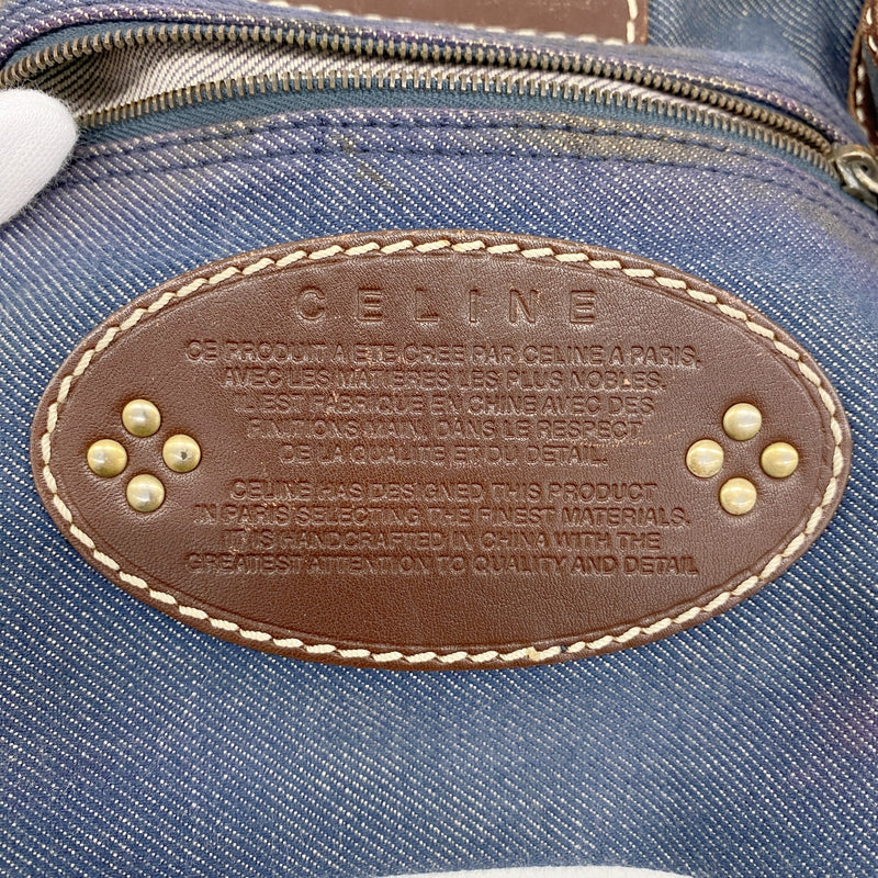 【6gb0853】セリーヌ ショルダーバッグ パリマカダム デニム ブルー ブラウン ゴールド金具【中古】レディース