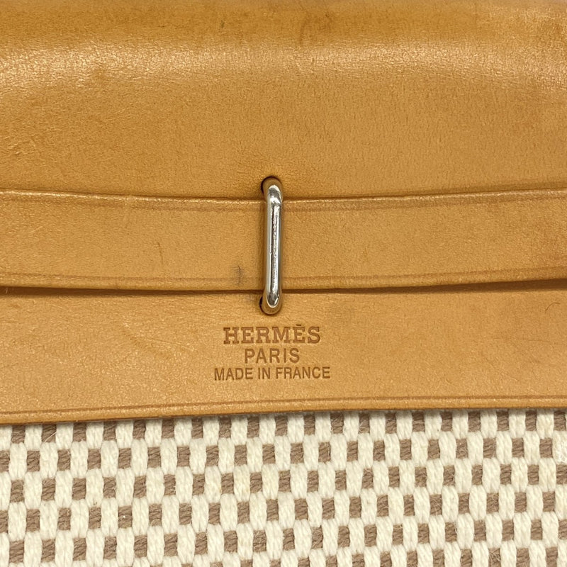 【6gb0890】エルメス ショルダーバッグ エールバッグTPM トワルGM ナチュラル シルバー金具 □H刻印【中古】レディース