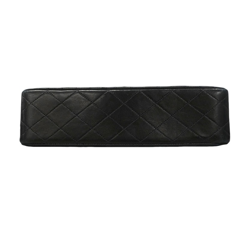 【6gb0935】シャネル ショルダーバッグ マトラッセ Wフラップ Wチェーン ラムスキン ブラック ゴールド金具【中古】レディース