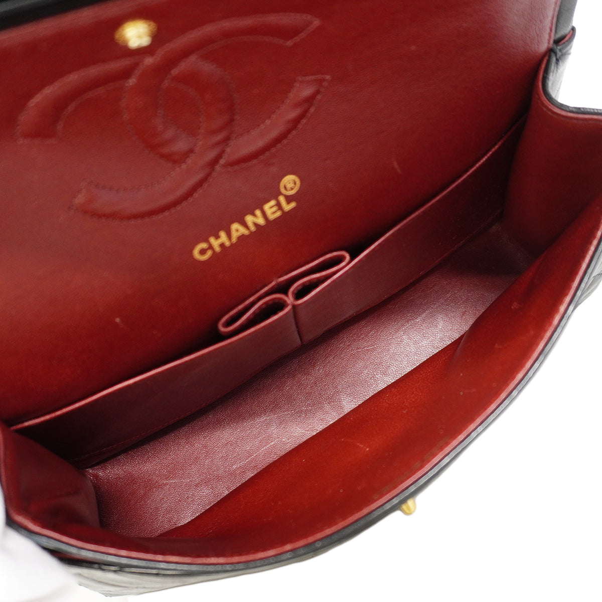 【6gb0935】シャネル ショルダーバッグ マトラッセ Wフラップ Wチェーン ラムスキン ブラック ゴールド金具【中古】レディース