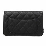 【6gb0936】シャネル ショルダーウォレット マトラッセ チェーンショルダー キャビアスキン ブラック シルバー金具【中古】レディース