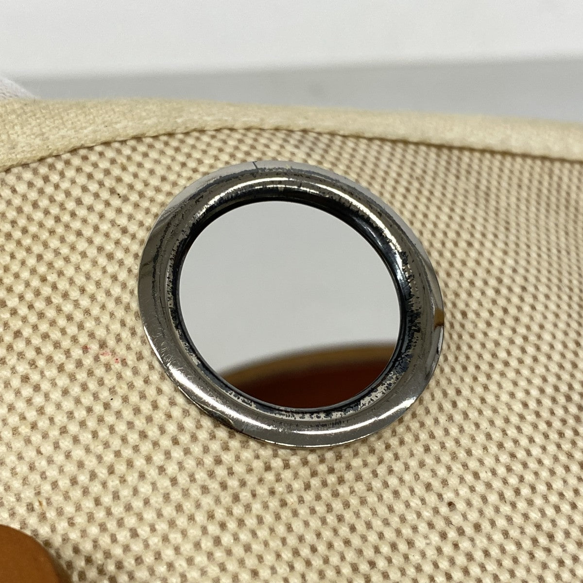 【6gb0942】エルメス ハンドバッグ エールバッグMM トワルアッシュ ナチュラル シルバー金具 □D刻印 2wayバッグ【中古】レディース