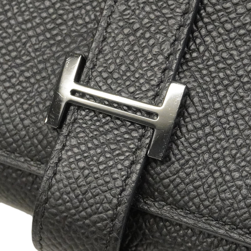 【6gb0944】エルメス 三つ折り財布 ベアンコンビネ ヴォーエプソン ソーブラック シルバー金具 U刻印【中古】メンズ レディース ユニセックス