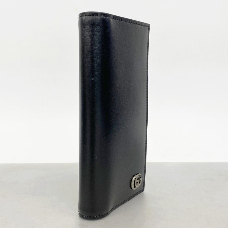 【6gb0983-k】グッチ 長財布 GGマーモント 428740 レザー ブラック シルバー金具【中古】メンズ