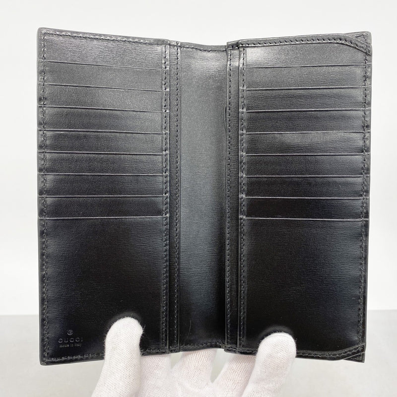 【6gb0983-k】グッチ 長財布 GGマーモント 428740 レザー ブラック シルバー金具【中古】メンズ