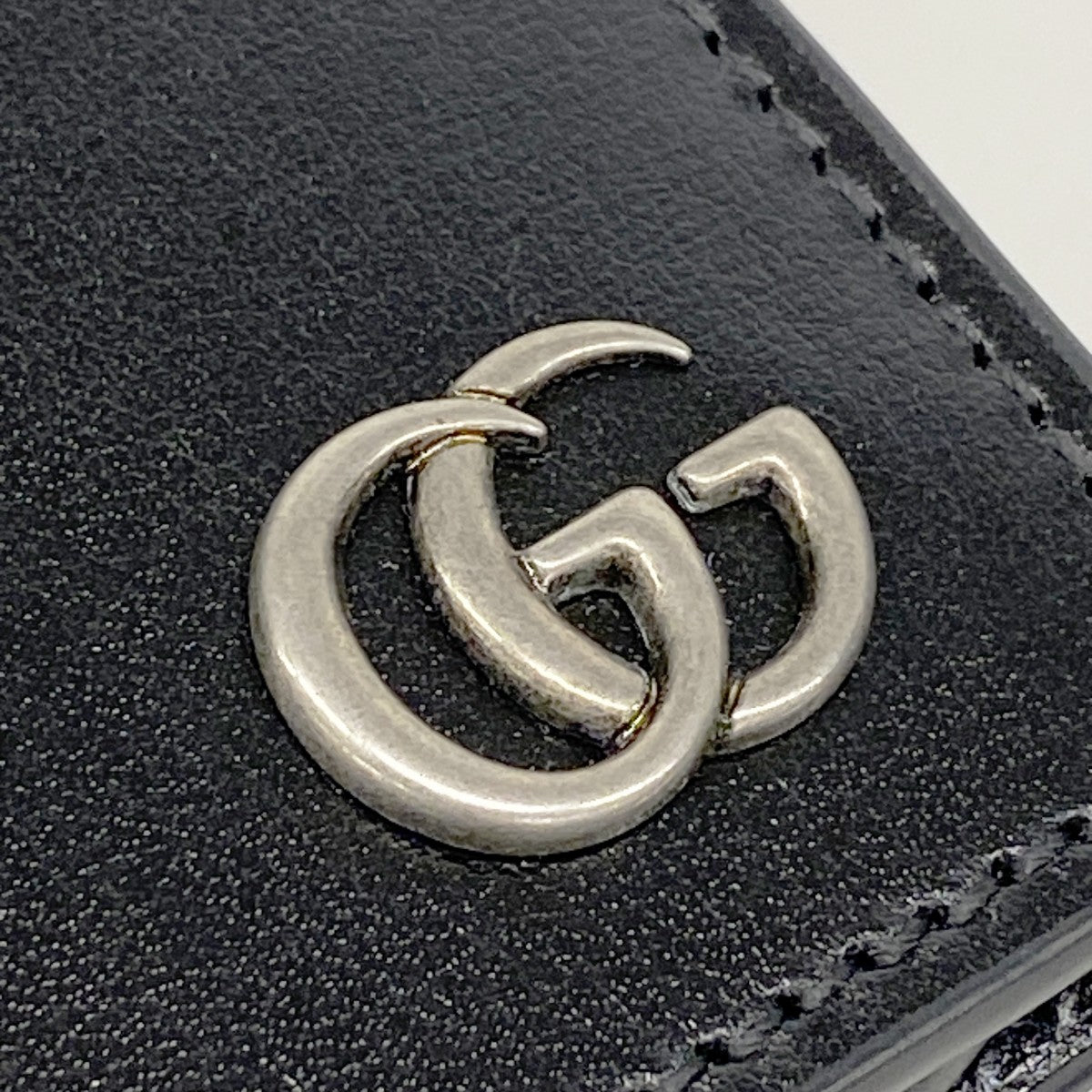 【6gb0983-k】グッチ 長財布 GGマーモント 428740 レザー ブラック シルバー金具【中古】メンズ