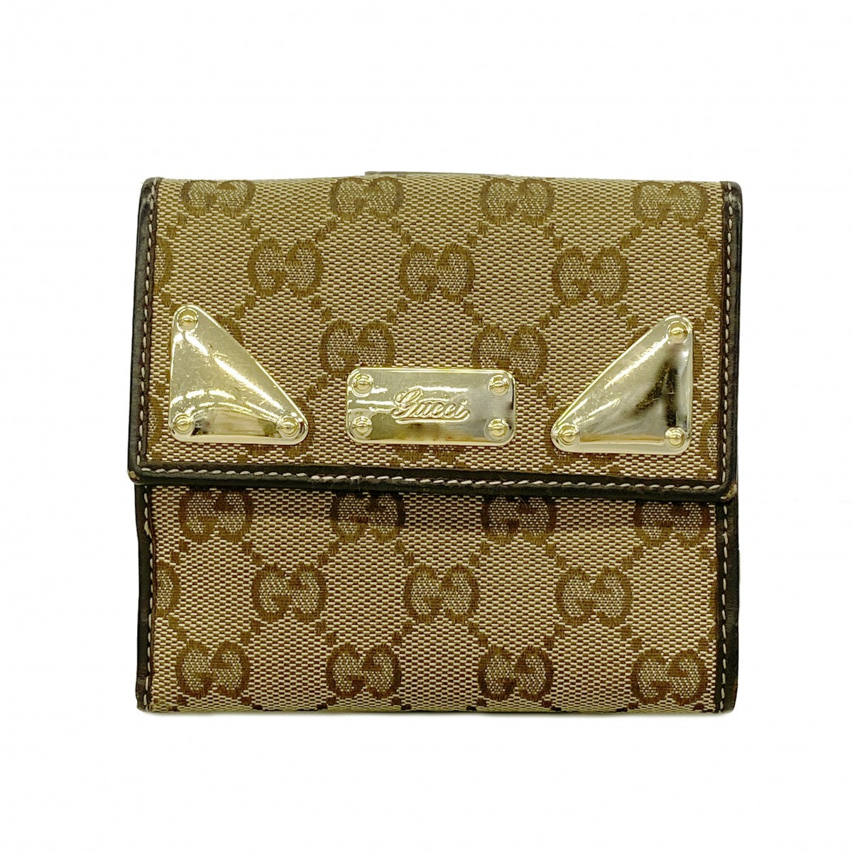 【6gb0985-k】グッチ 財布 GGキャンバス 181896 キャンバス ブラウン ゴールド金具【中古】レディース
