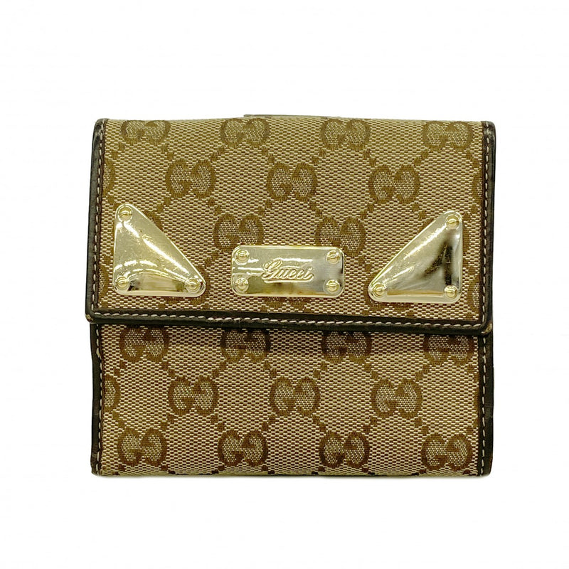 【6gb0985-k】グッチ 財布 GGキャンバス 181896 キャンバス ブラウン ゴールド金具【中古】レディース