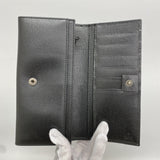 【6gb1030-k】グッチ 長財布 インターロッキングG 233112 レザー ブラック シルバー金具【中古】レディース
