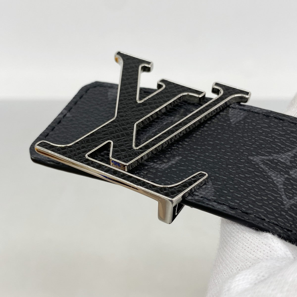 【6gb1042-k】ルイヴィトン ベルト モノグラム・エクリプス サンチュールLVイニシャル M0157 ブラック【中古】メンズ