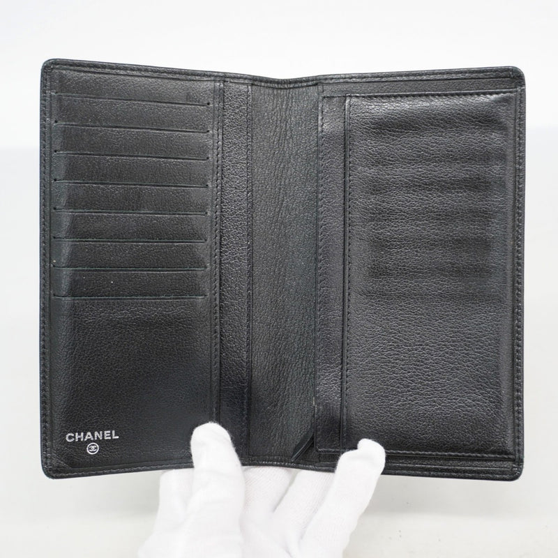 【6gb1059-k】シャネル 長財布 ココジャケットモチーフ レザー ブラック シルバー金具【中古】レディース