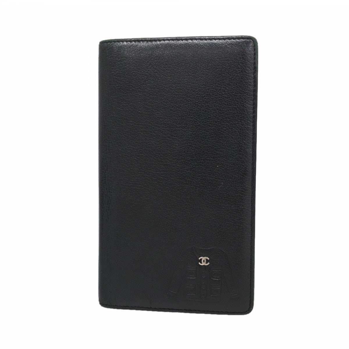 【6gb1059-k】シャネル 長財布 ココジャケットモチーフ レザー ブラック シルバー金具【中古】レディース
