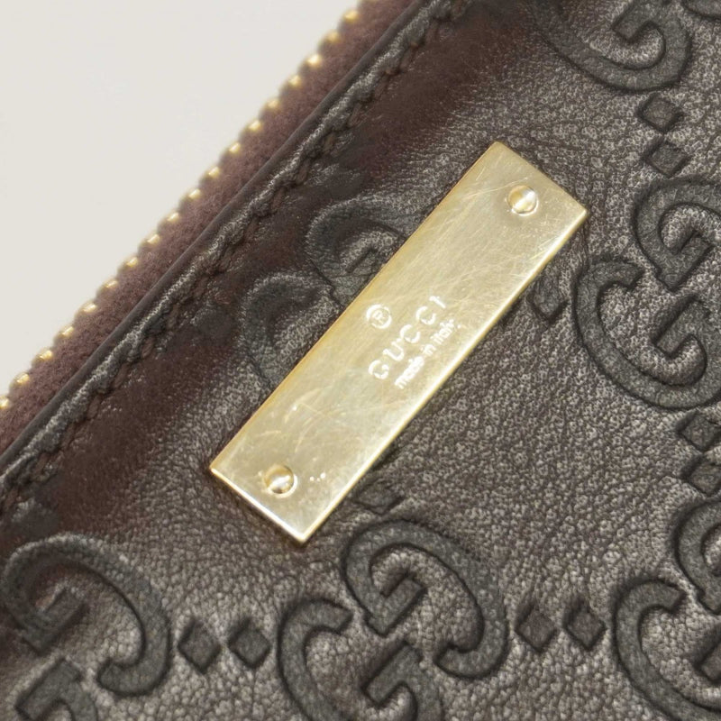【6gb1098-k】グッチ 長財布 グッチシマ 307980 レザー ブラウン ゴールド金具【中古】レディース