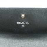 【6gb1124-k】シャネル 長財布 キャビアスキン ブラック シルバー金具【中古】レディース
