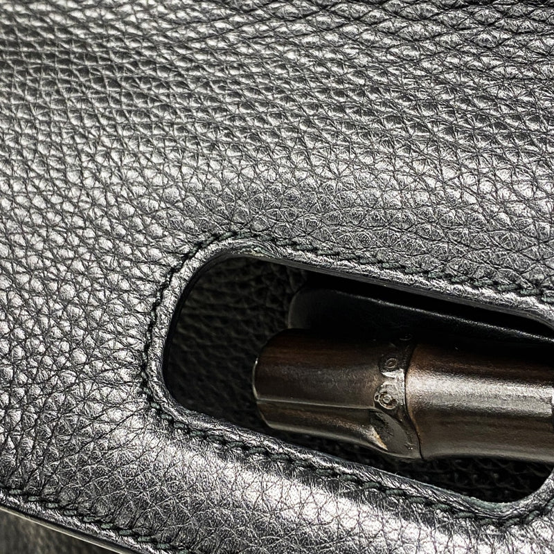 【6gb1166-k】グッチ ハンドバッグ バンブー 370831 レザー ブラック シルバー金具 2wayバッグ【中古】レディース