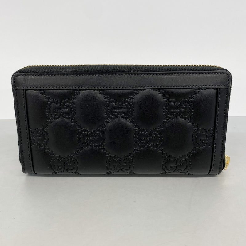 【6gb1184-k】グッチ 長財布 723784 レザー ブラック ゴールド金具【中古】レディース