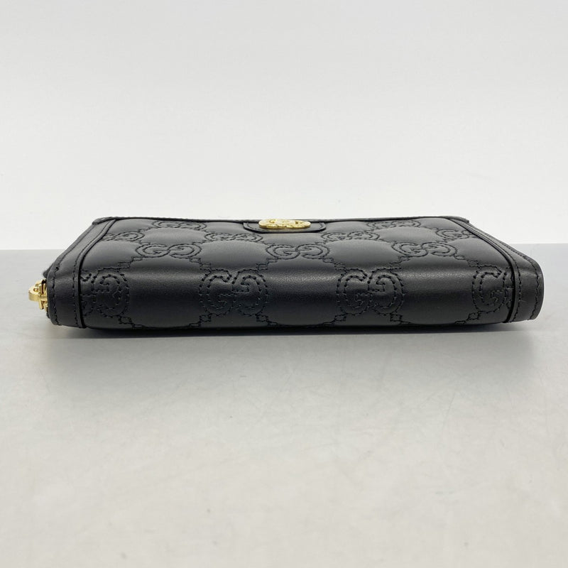 【6gb1184-k】グッチ 長財布 723784 レザー ブラック ゴールド金具【中古】レディース