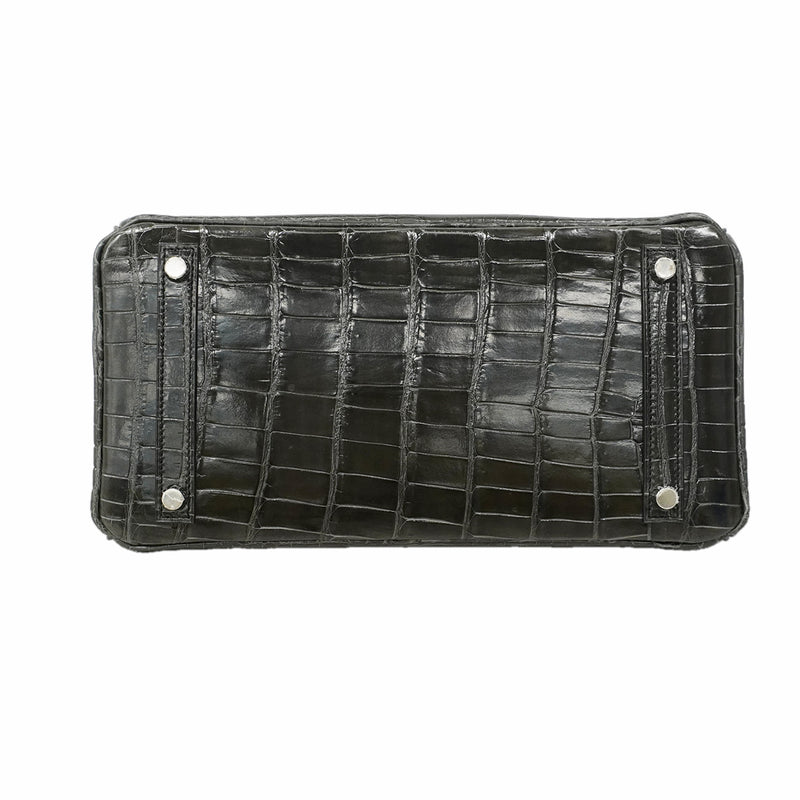 【6gb1211-g】エルメス ハンドバッグ バーキン30 ニロティカス グラファイト シルバー金具 Y刻印【中古】レディース