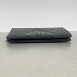 【6gb1255-k】シャネル 長財布 マトラッセ ラムスキン ブラック シルバー金具【中古】レディース