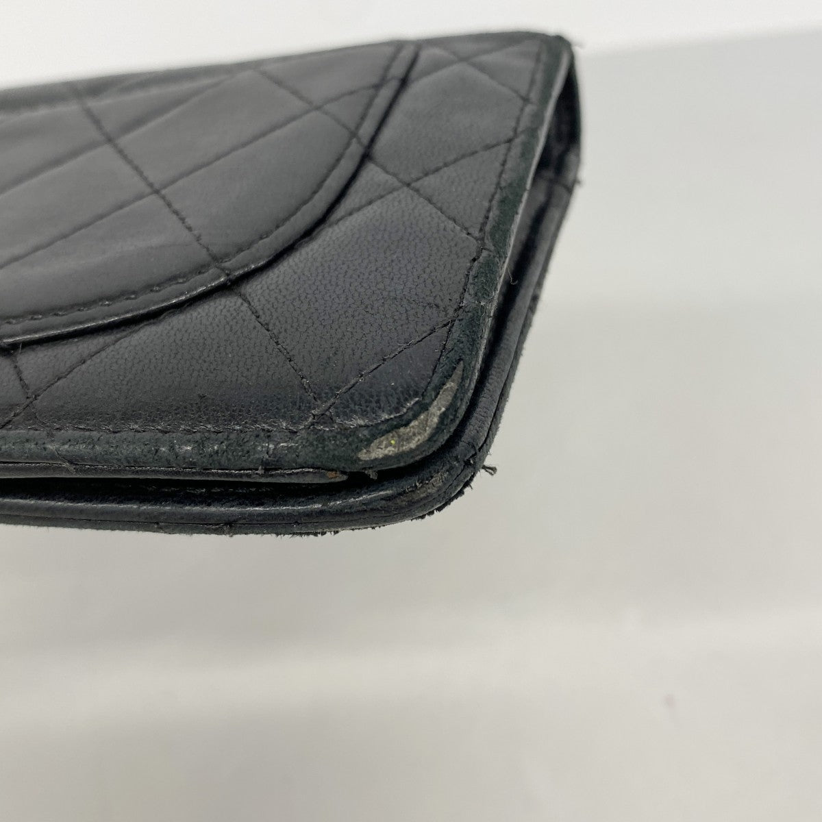 【6gb1255-k】シャネル 長財布 マトラッセ ラムスキン ブラック シルバー金具【中古】レディース