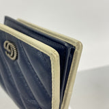 【6gb1256-k】グッチ 財布 GGマーモント 573811 レザー ネイビー ホワイト シルバー金具【中古】レディース