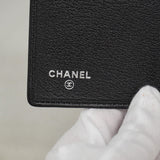 【6gb1279-k】シャネル カードケース カメリア ラムスキン ブラック シルバー金具【中古】レディース