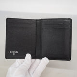 【6gb1279-k】シャネル カードケース カメリア ラムスキン ブラック シルバー金具【中古】レディース