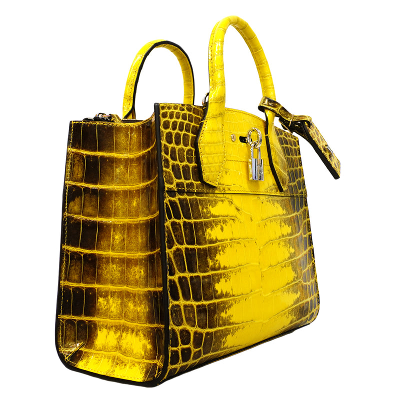 【6gb1292】ルイヴィトン ハンドバッグ エキゾチック クロコダイル・ブリリアント シティスティーマ―PM N94977 ジョーヌサハラ 2wayバッグ【中古】レディース