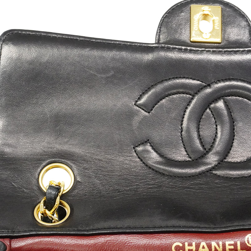 【6gb1297】シャネル ショルダーバッグ マトラッセ Wチェーン ラムスキン ブラック ゴールド金具【中古】レディース