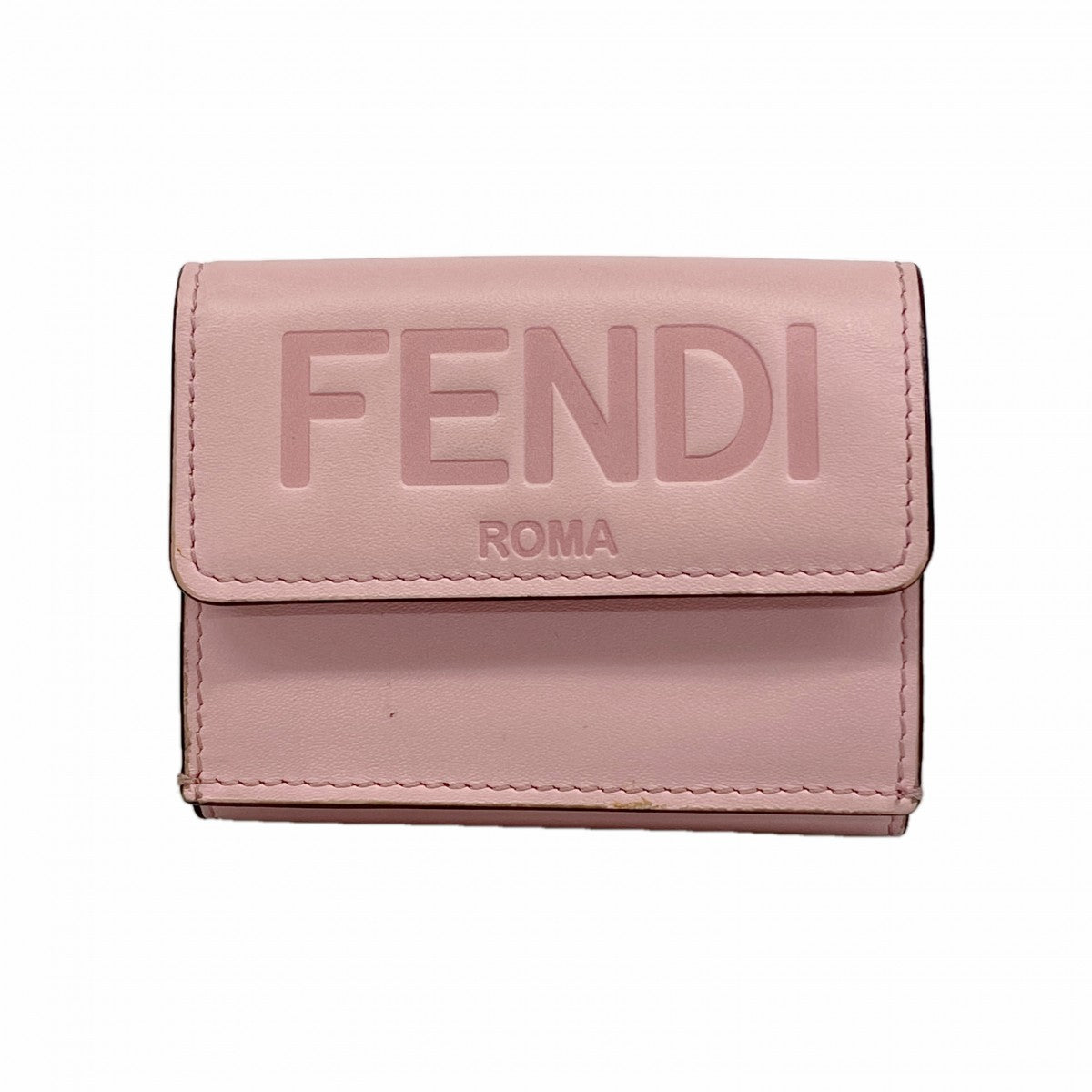 【6gb1323】フェンディ 三つ折り財布 レザー ピンク ゴールド金具【中古】レディース