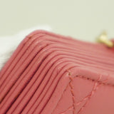 【6gb1417】クリスチャンディオール カードケース カナージュ レザー ピンク シャンパンゴールド金具【中古】レディース