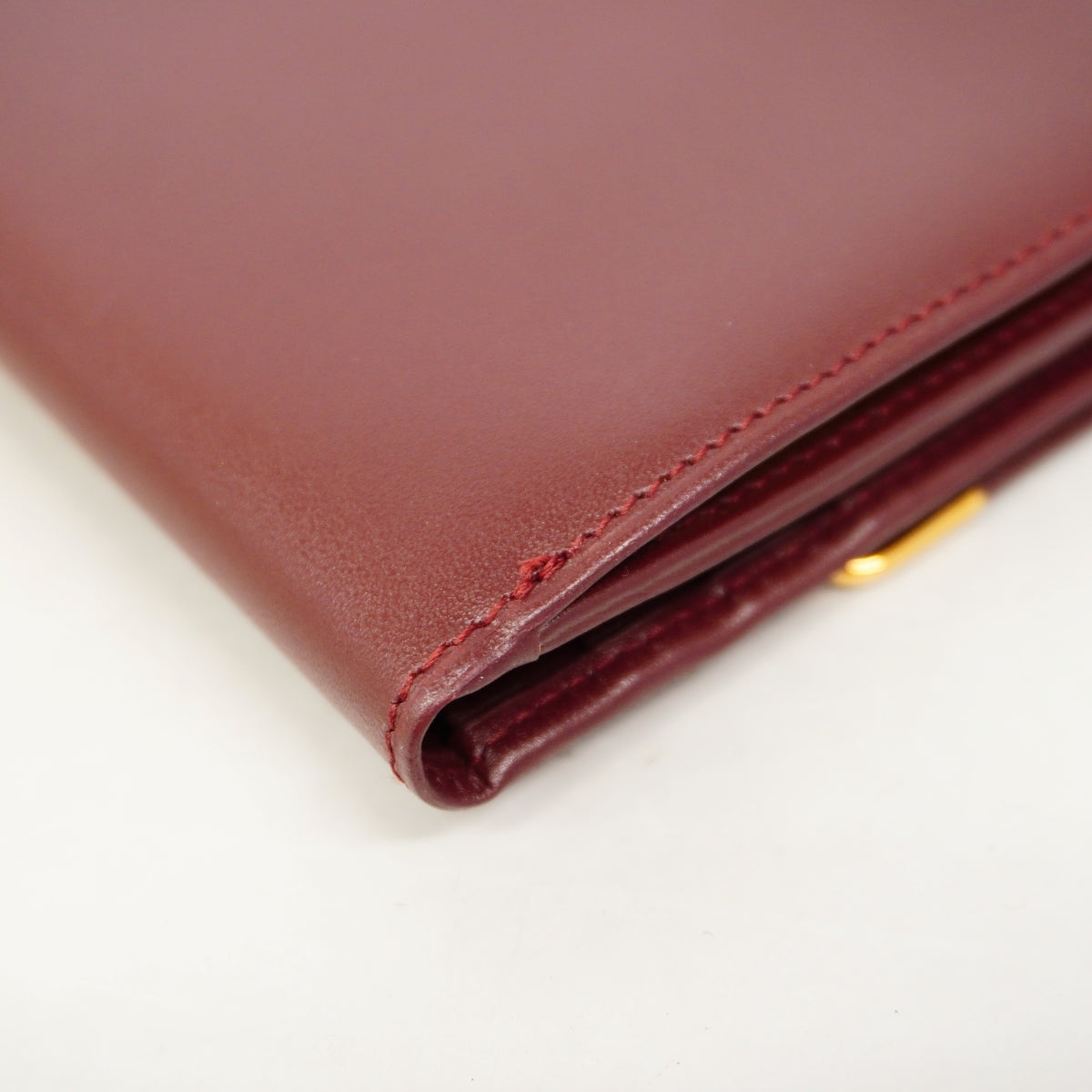 【6gb1543】カルティエ 長財布 マスト レザー ボルドー ゴールド金具【中古】レディース
