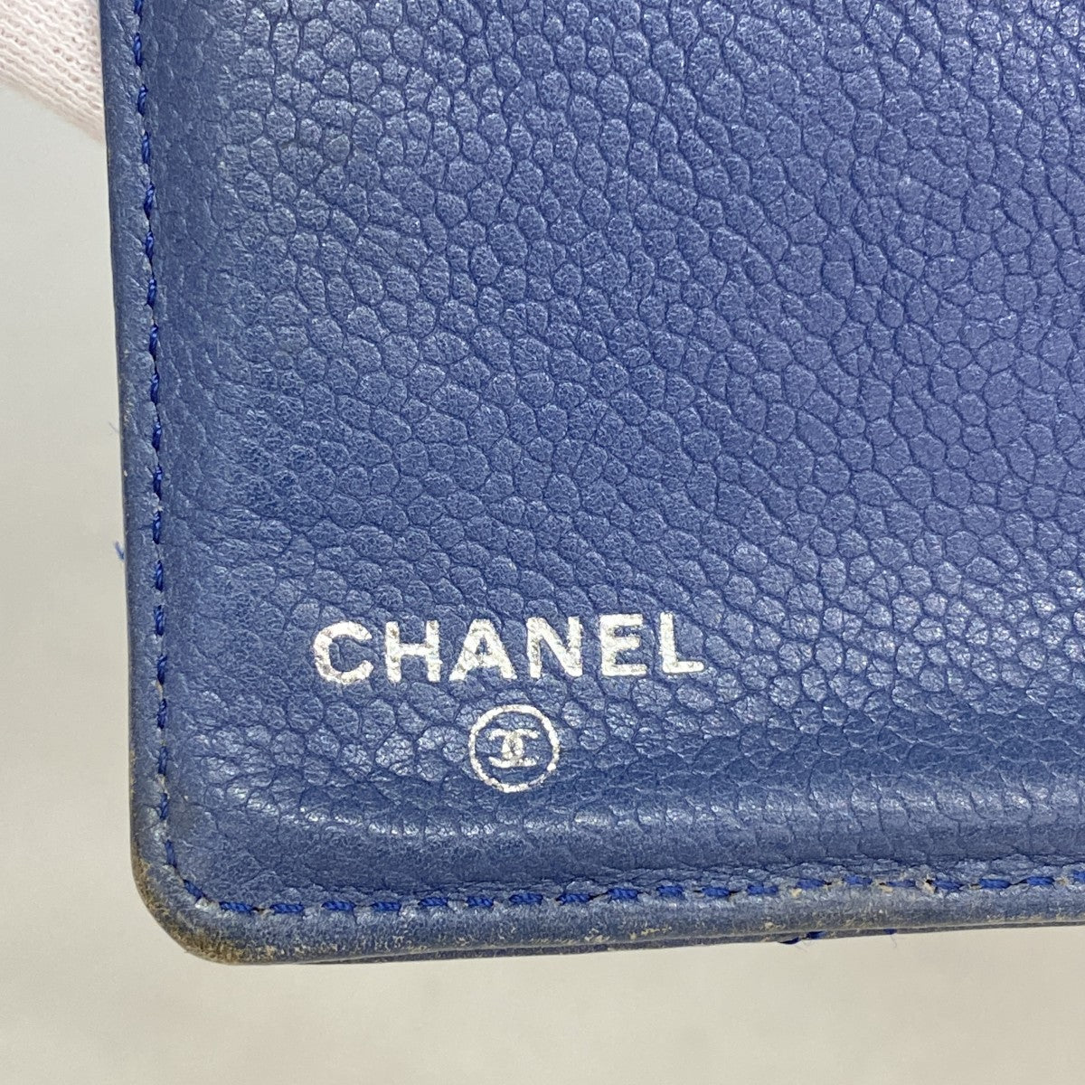 【6gb1609-k】シャネル 長財布 マトラッセ キャビアスキン ブルー シルバー金具【中古】メンズ レディース ユニセックス