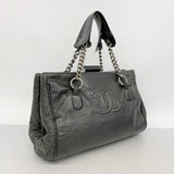【6gb1629-k】シャネル チェーントート レザー ブラック シルバー金具【中古】レディース