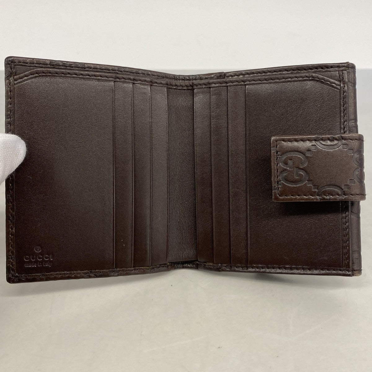 【6gb1641-k】グッチ 財布 グッチシマ 112716 レザー ブラウン シャンパンゴールド金具【中古】レディース