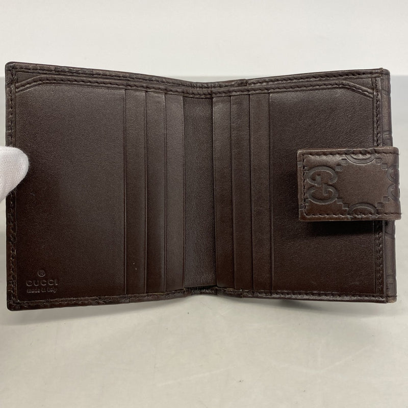 【6gb1641-k】グッチ 財布 グッチシマ 112716 レザー ブラウン シャンパンゴールド金具【中古】レディース