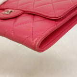 【6gb1657-k】シャネル コインケース マトラッセ ラムスキン ピンク シルバー金具【中古】レディース