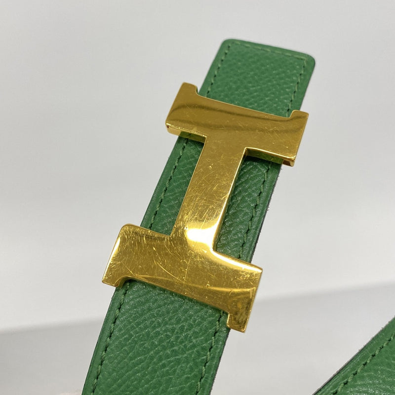 【6gb1686】エルメス ベルト コンスタンスベルト クシュベル グリーン ブラウン ゴールド金具 □A刻印【中古】レディース