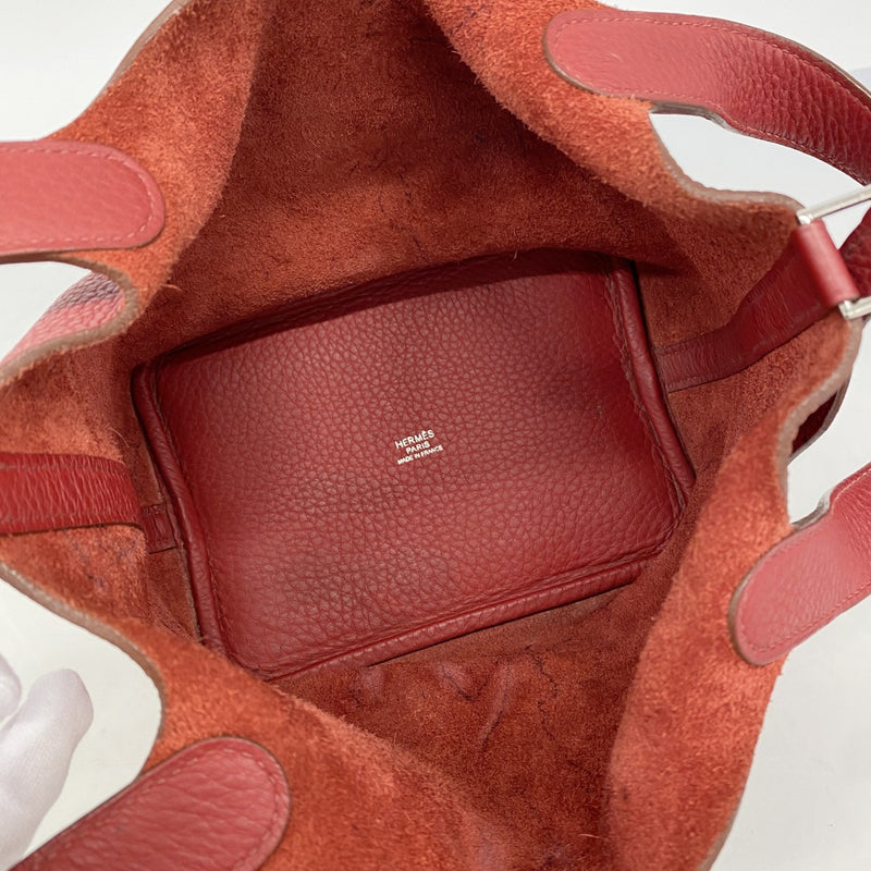 【6gb1708】エルメス ハンドバッグ ピコタンロックPM トリヨンクレマンス ルージュカザック シルバー金具 □L刻印【中古】レディース